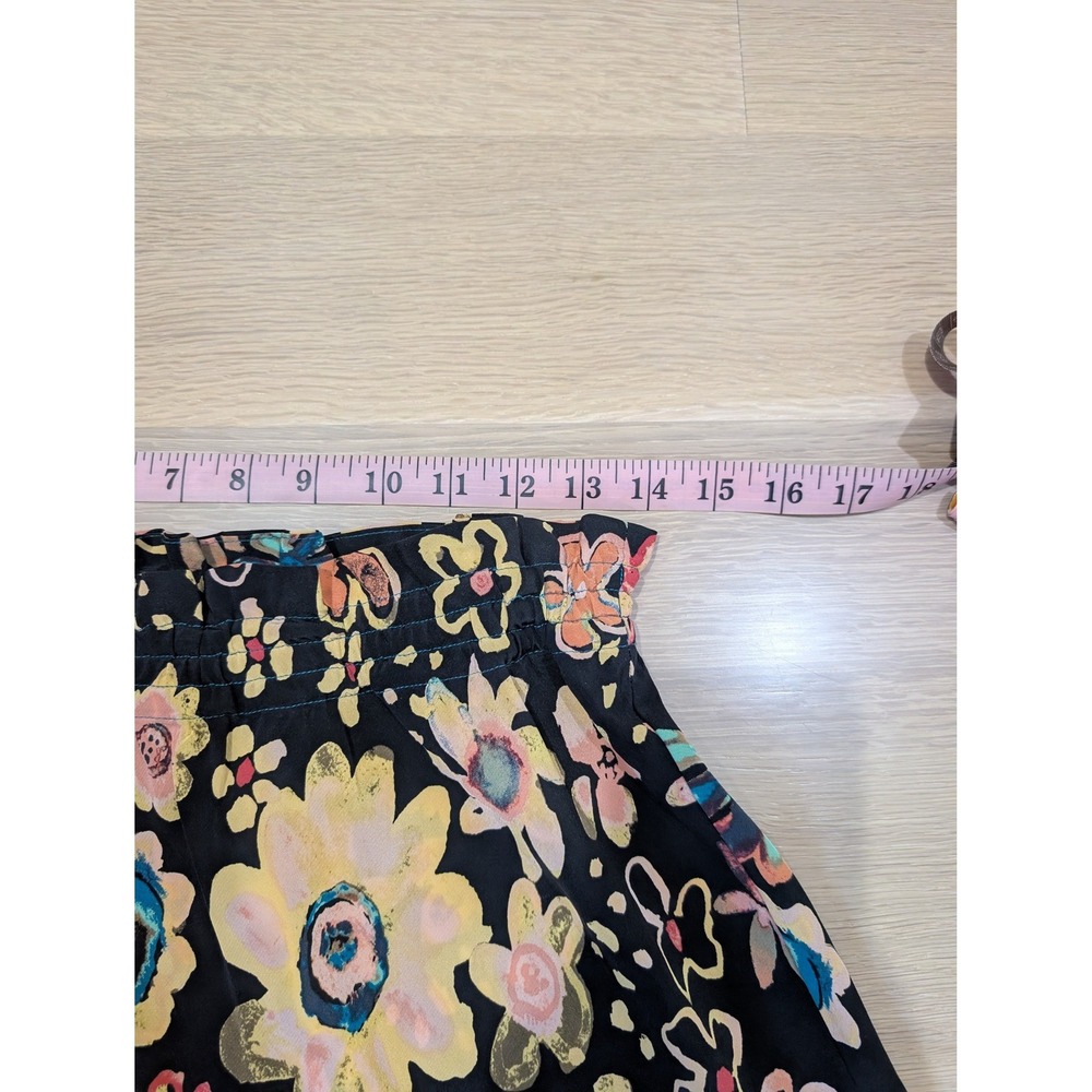 Le Fou by Wilfred Silk Maxi Skirt Black Floral Smocked Waist A-Line 100% Silk M - Picture 4 of 8